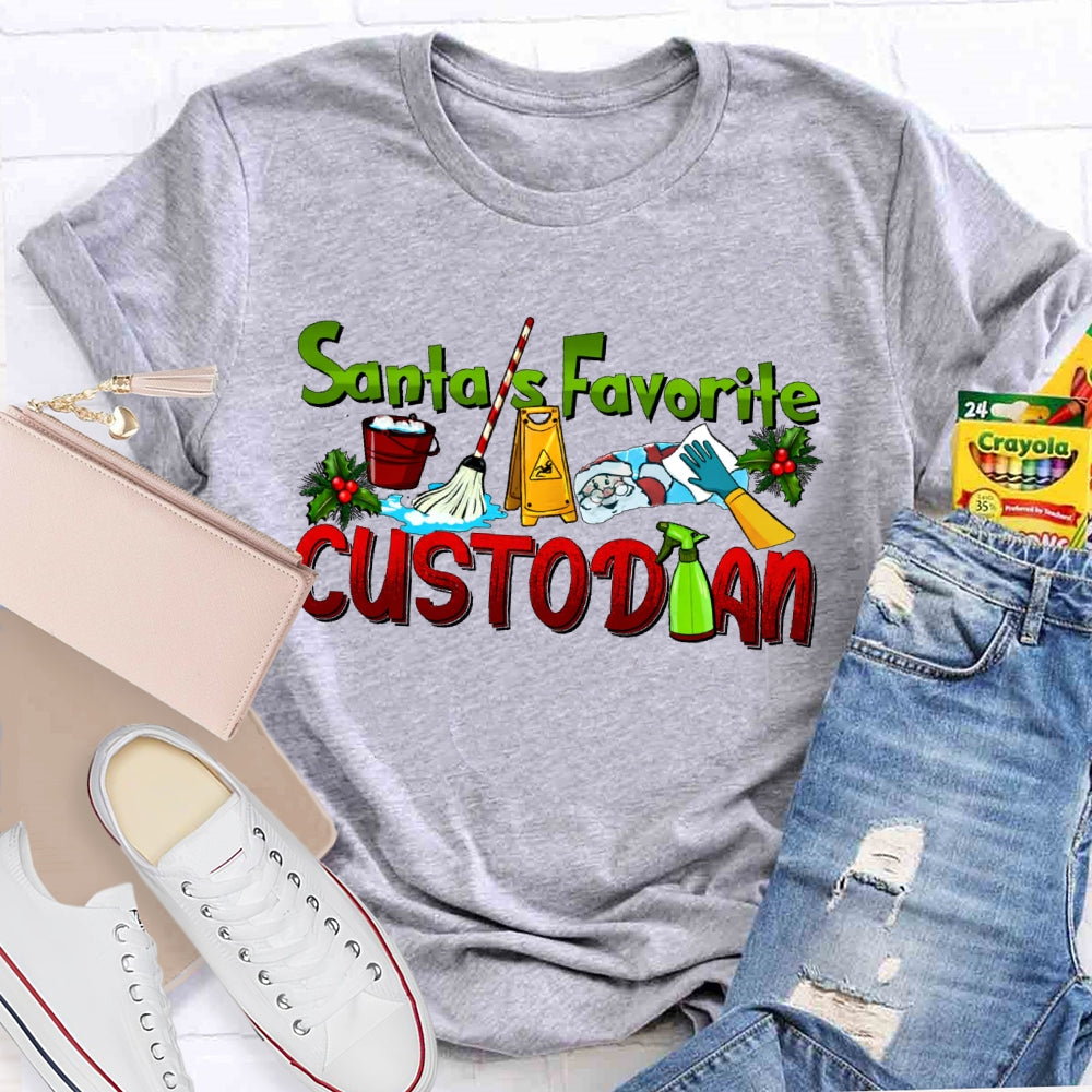 Santa's Favorite Custodian T-shirt