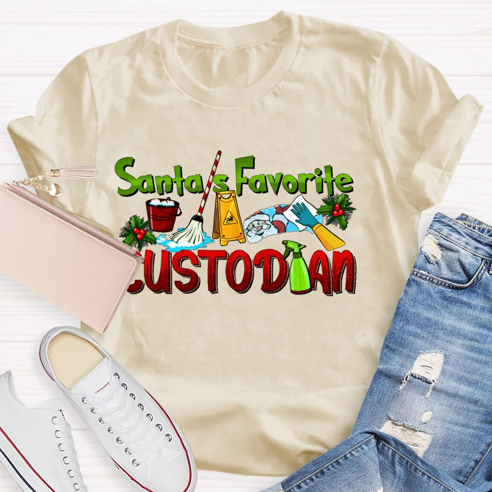 Santa's Favorite Custodian T-shirt