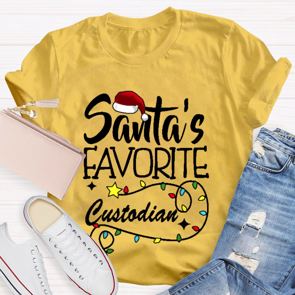 Santa's Favorite Custodian Festive Holiday T-shirt