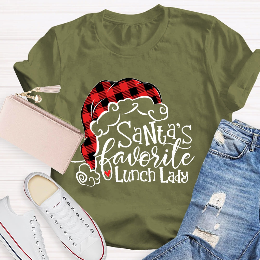 Santa's Favorite Lunch Lady Christmas Gift T-shirt