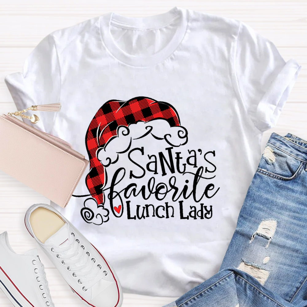 Santa's Favorite Lunch Lady Christmas Gift T-shirt
