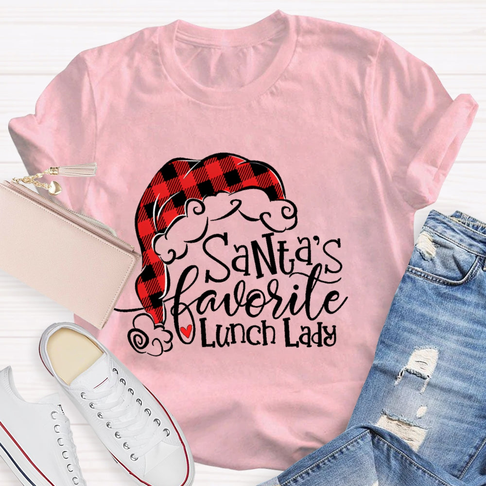 Santa's Favorite Lunch Lady Christmas Gift T-shirt