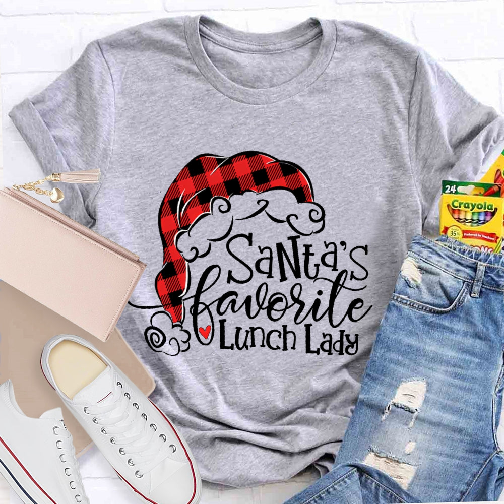 Santa's Favorite Lunch Lady Christmas Gift T-shirt