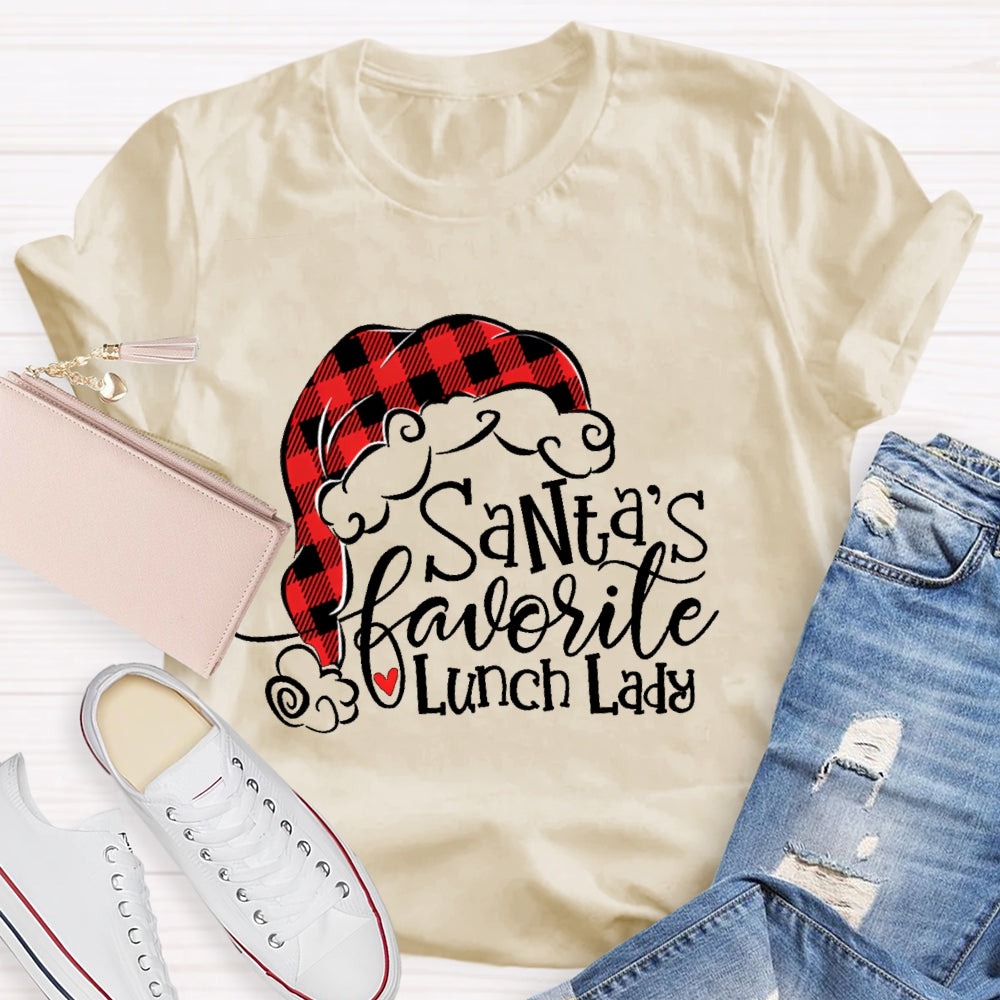 Santa's Favorite Lunch Lady Christmas Gift T-shirt