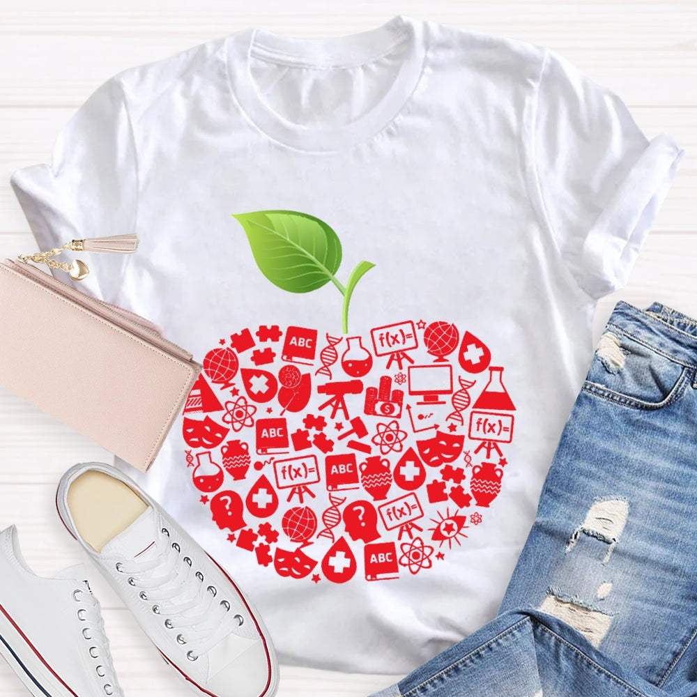 Apple Shaped Scientific Experiment Equipment Science Teacher T-shirt