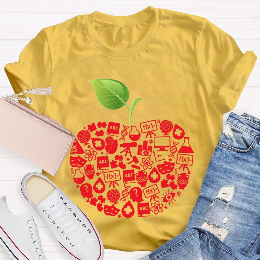 Apple Shaped Scientific Experiment Equipment Science Teacher T-shirt