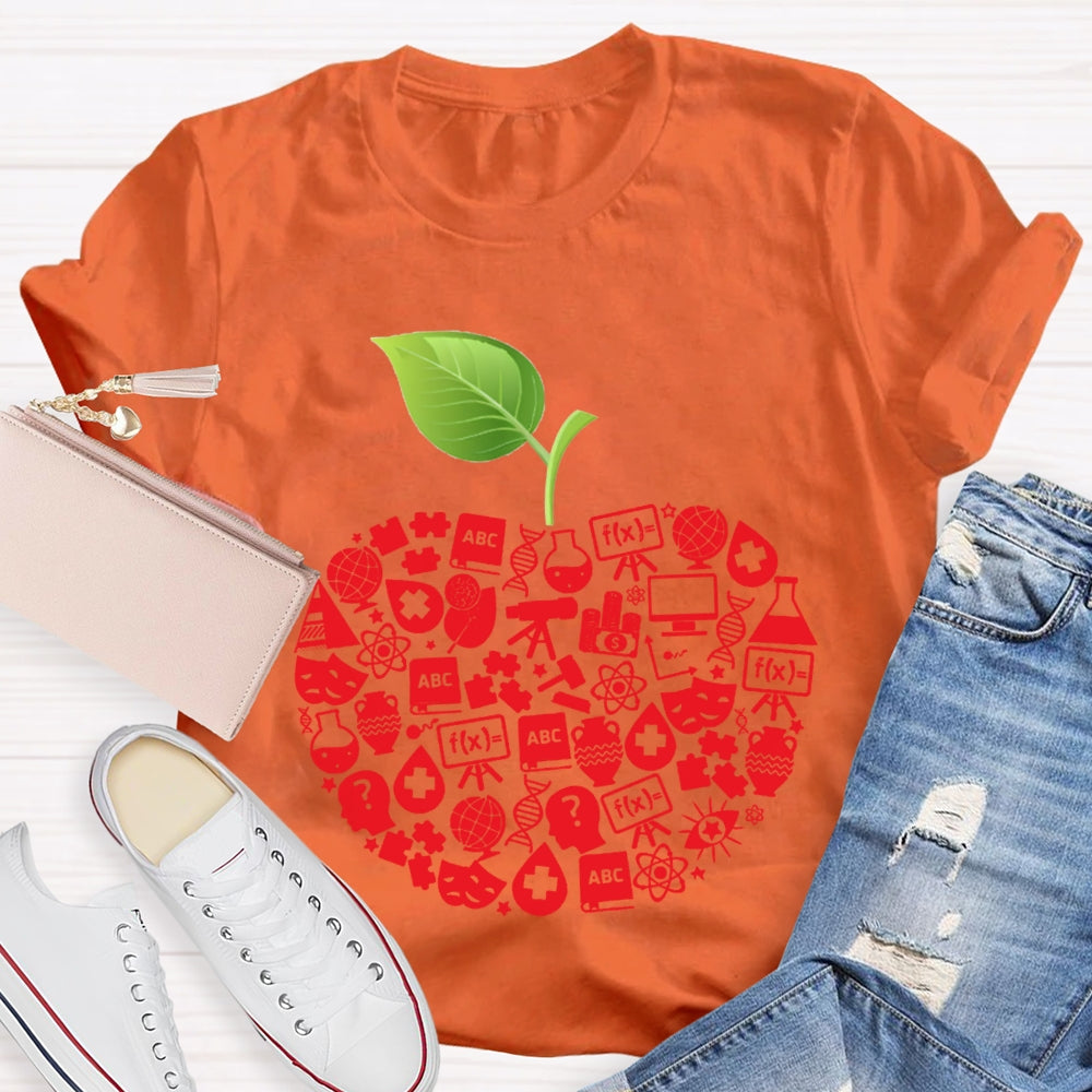 Apple Shaped Scientific Experiment Equipment Science Teacher T-shirt