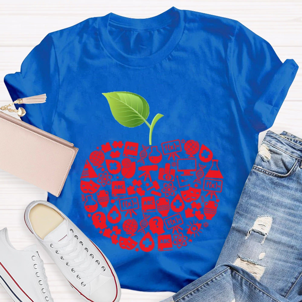 Apple Shaped Scientific Experiment Equipment Science Teacher T-shirt