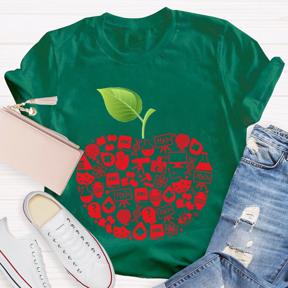 Apple Shaped Scientific Experiment Equipment Science Teacher T-shirt