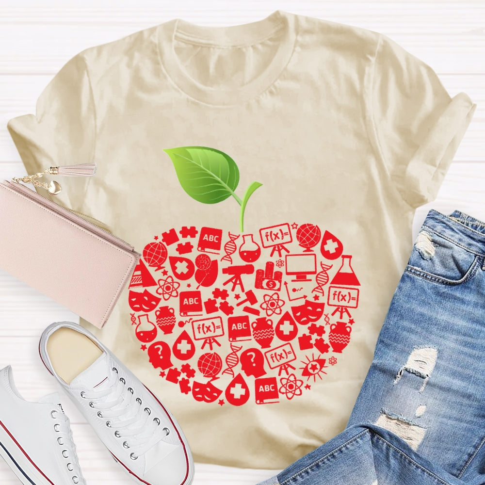 Apple Shaped Scientific Experiment Equipment Science Teacher T-shirt