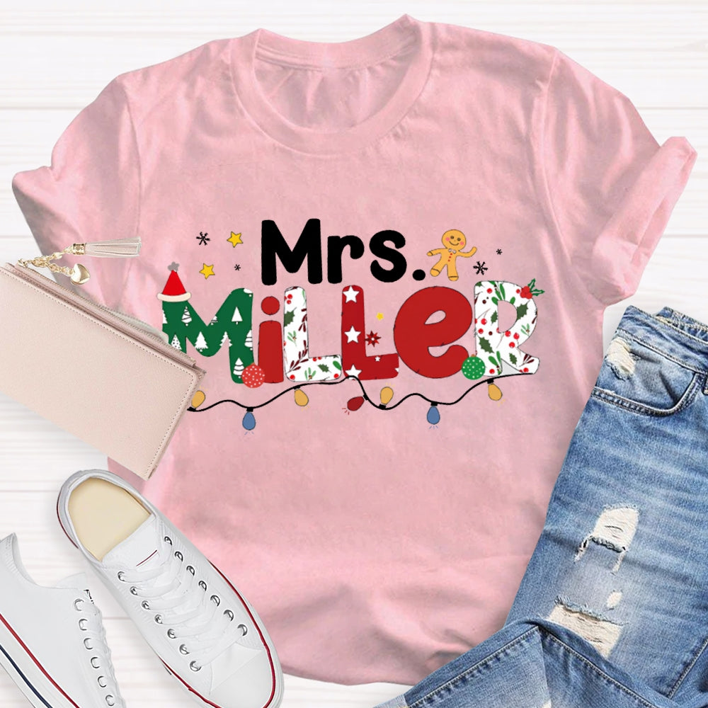 Personalized Name Colorful Lights And Christmas Atmosphere Fonts T-shirt