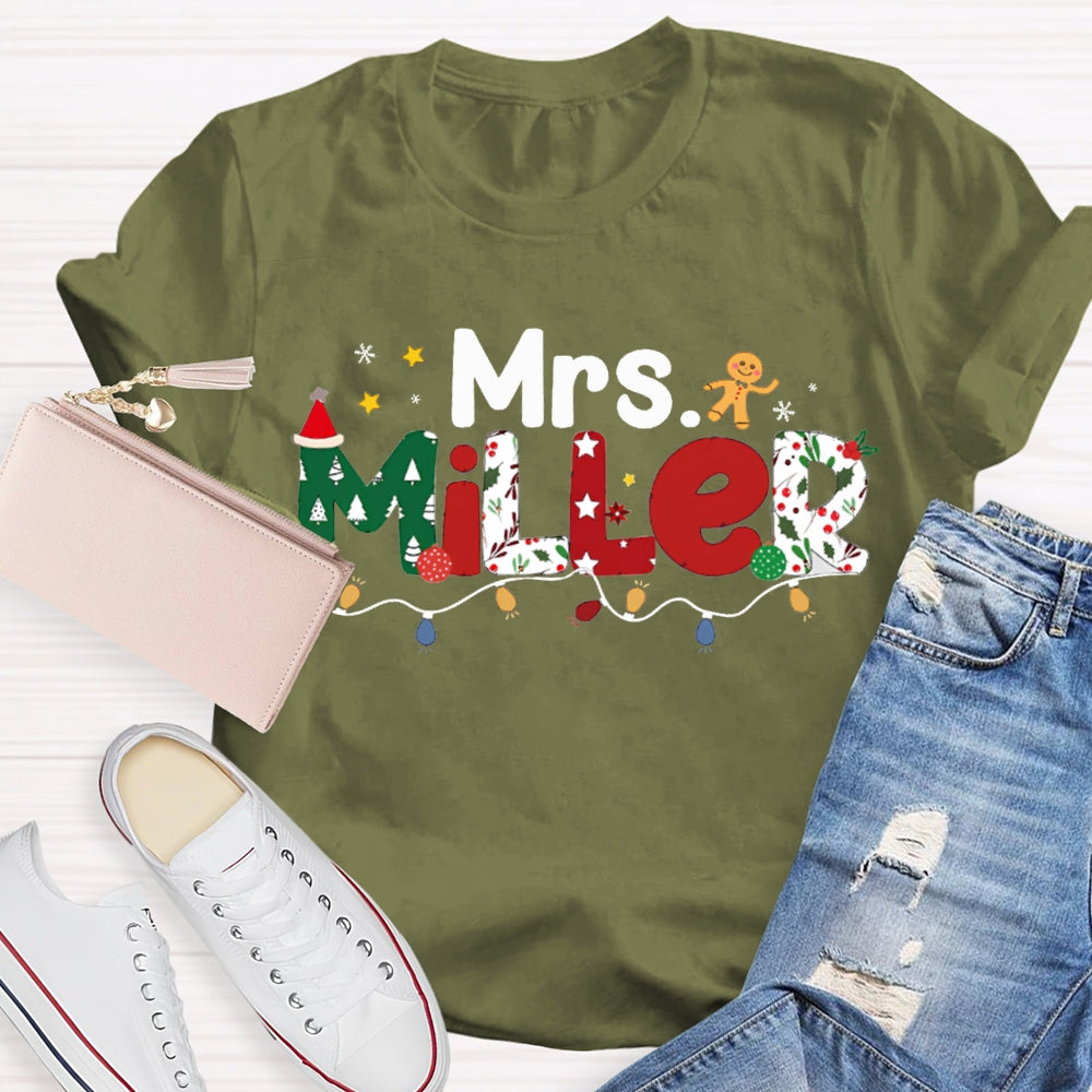 Personalized Name Colorful Lights And Christmas Atmosphere Fonts T-shirt