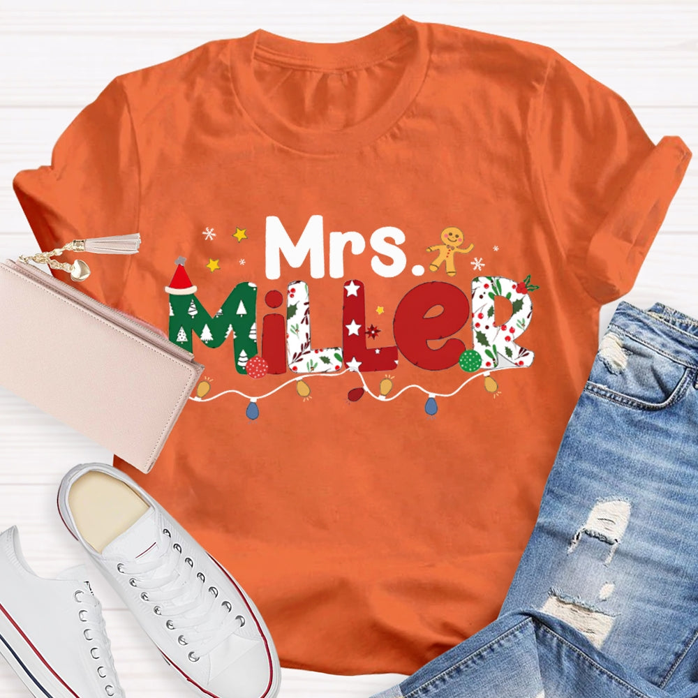 Personalized Name Colorful Lights And Christmas Atmosphere Fonts T-shirt