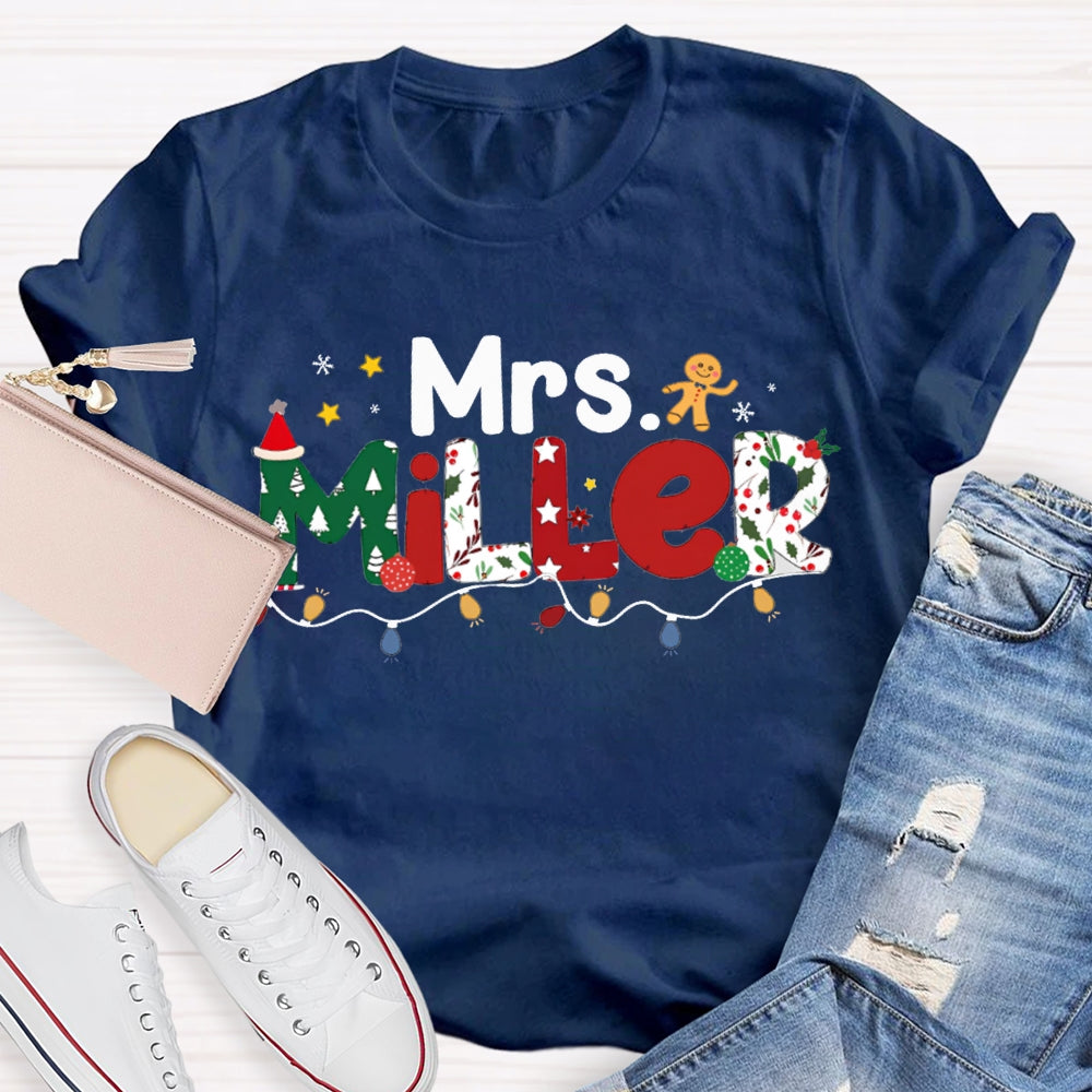 Personalized Name Colorful Lights And Christmas Atmosphere Fonts T-shirt