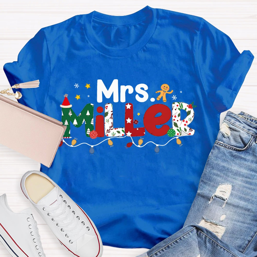 Personalized Name Colorful Lights And Christmas Atmosphere Fonts T-shirt