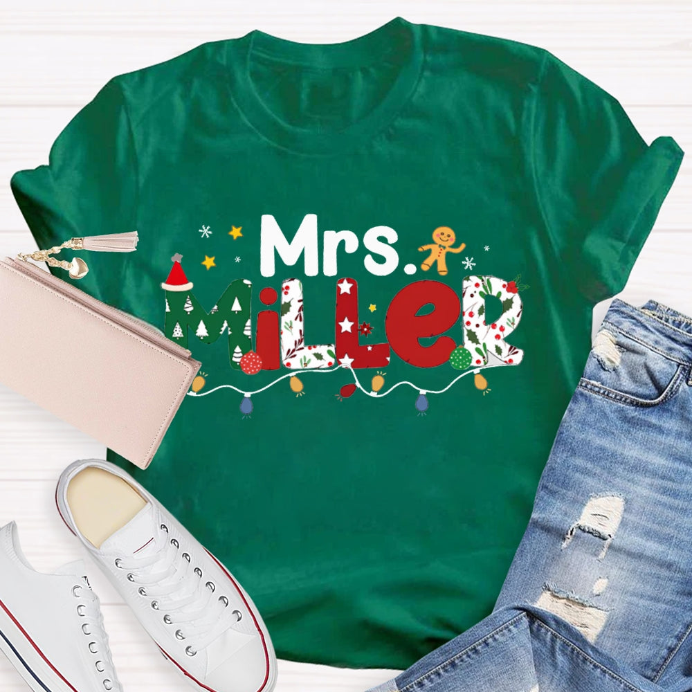 Personalized Name Colorful Lights And Christmas Atmosphere Fonts T-shirt