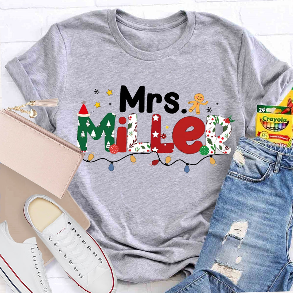Personalized Name Colorful Lights And Christmas Atmosphere Fonts T-shirt