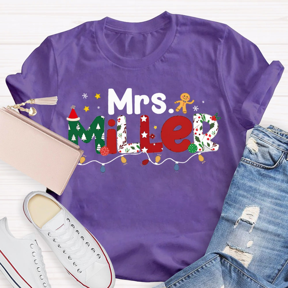 Personalized Name Colorful Lights And Christmas Atmosphere Fonts T-shirt