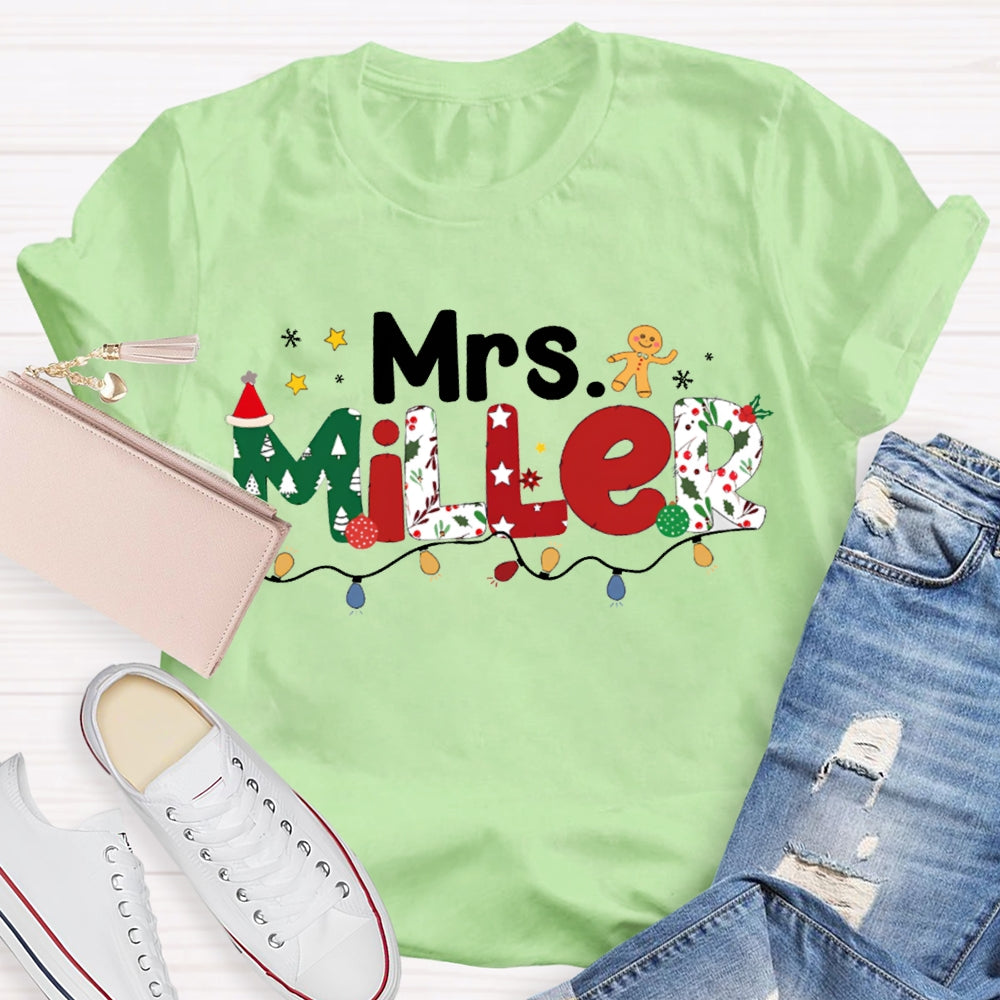 Personalized Name Colorful Lights And Christmas Atmosphere Fonts T-shirt