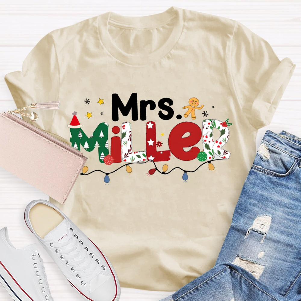 Personalized Name Colorful Lights And Christmas Atmosphere Fonts T-shirt