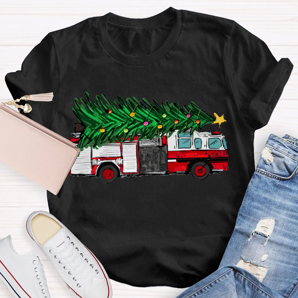 Big Truck Carrying Christmas Trees Christmas T-shirt