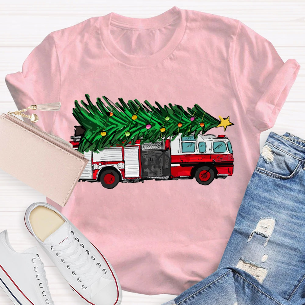 Big Truck Carrying Christmas Trees Christmas T-shirt