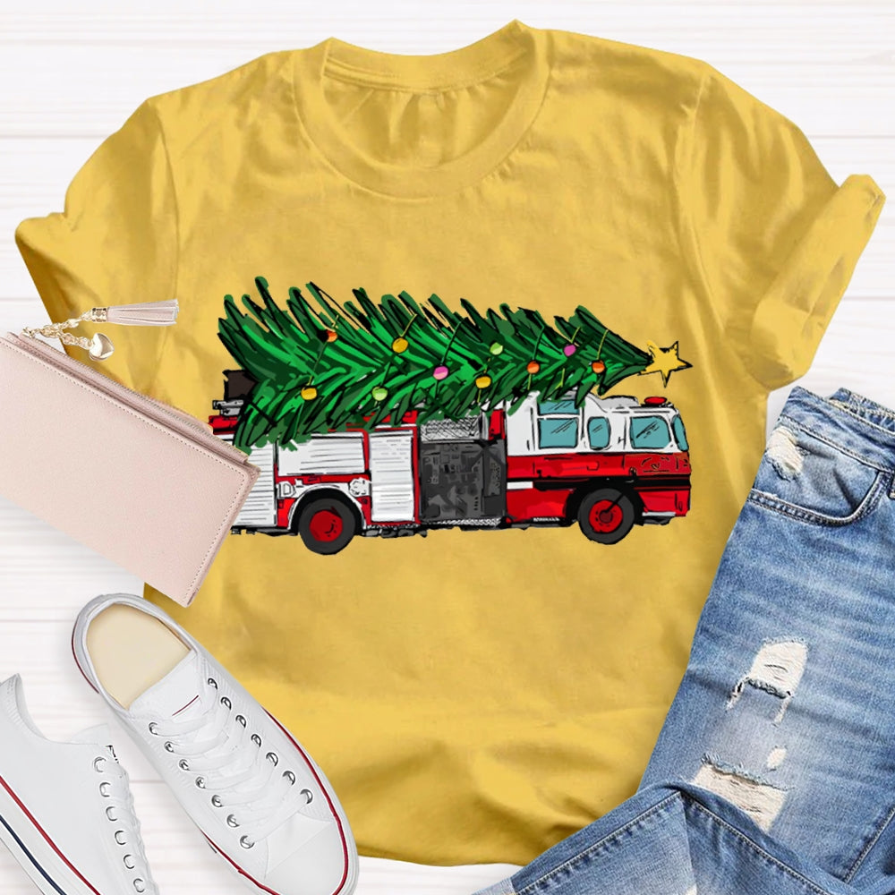 Big Truck Carrying Christmas Trees Christmas T-shirt