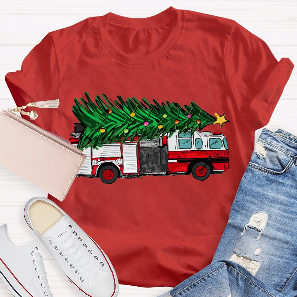 Big Truck Carrying Christmas Trees Christmas T-shirt