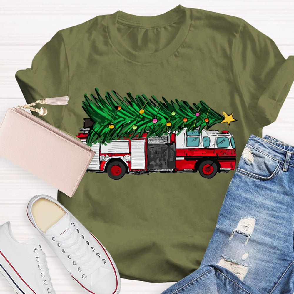 Big Truck Carrying Christmas Trees Christmas T-shirt