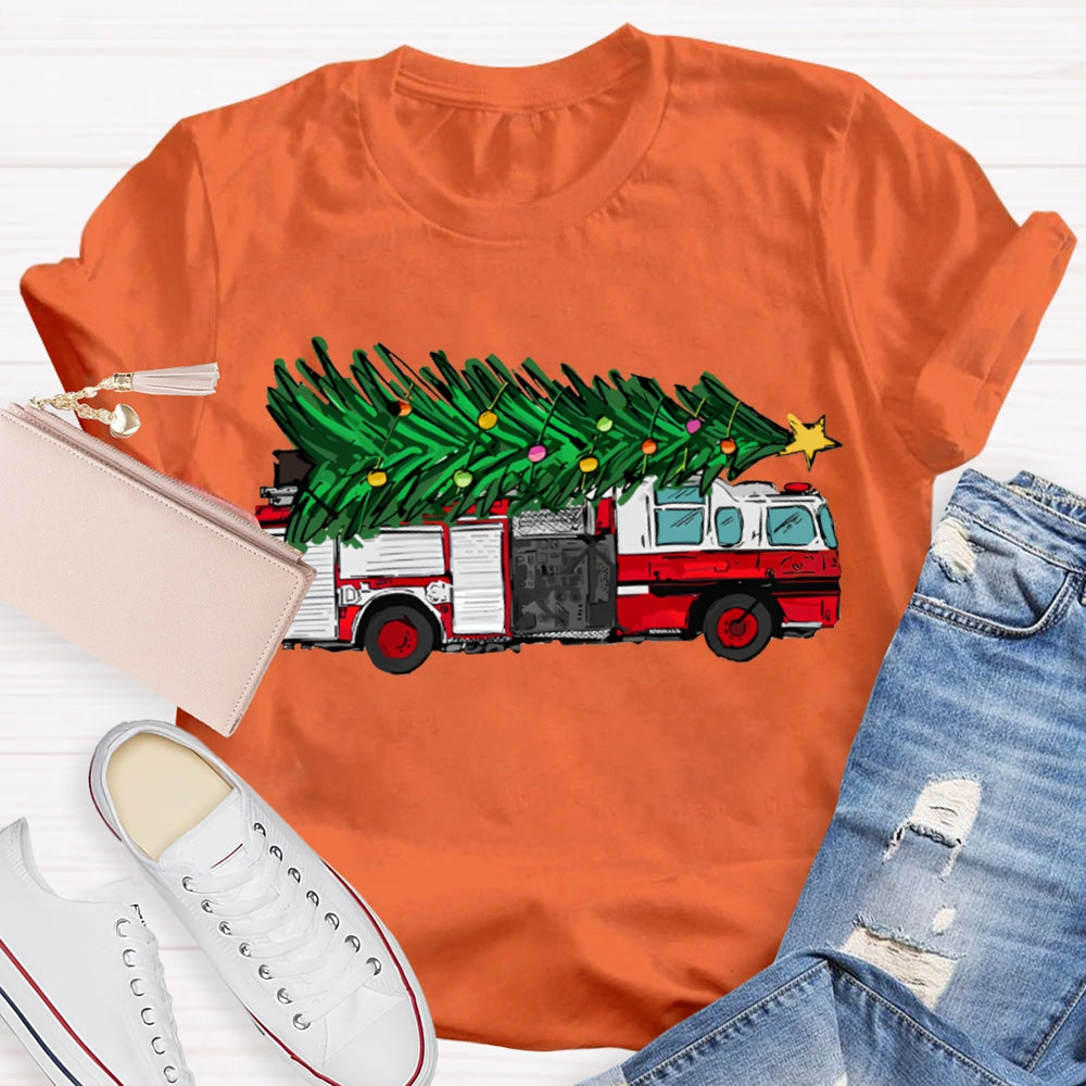 Big Truck Carrying Christmas Trees Christmas T-shirt