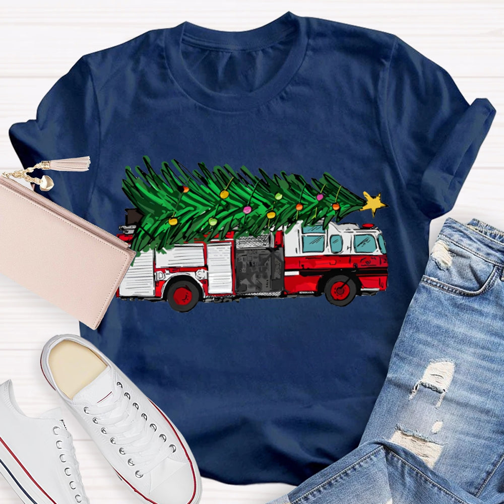 Big Truck Carrying Christmas Trees Christmas T-shirt