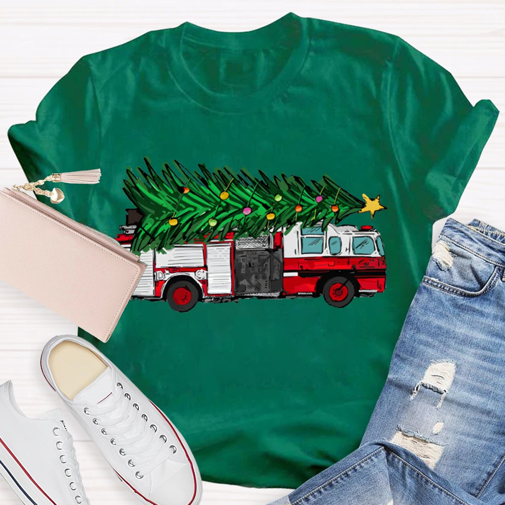 Big Truck Carrying Christmas Trees Christmas T-shirt