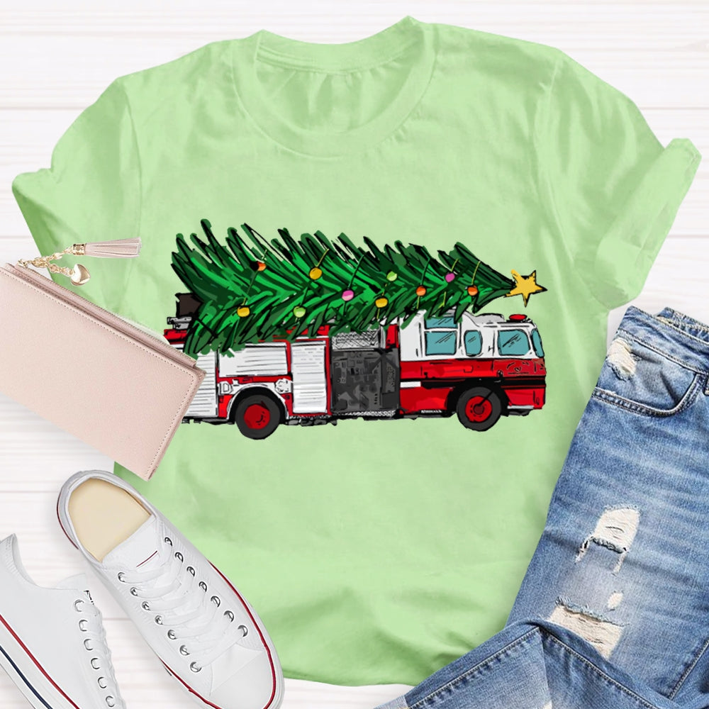 Big Truck Carrying Christmas Trees Christmas T-shirt