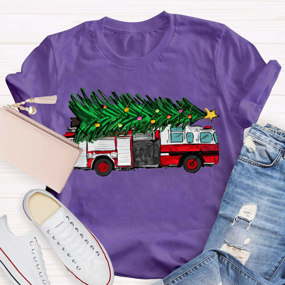 Big Truck Carrying Christmas Trees Christmas T-shirt