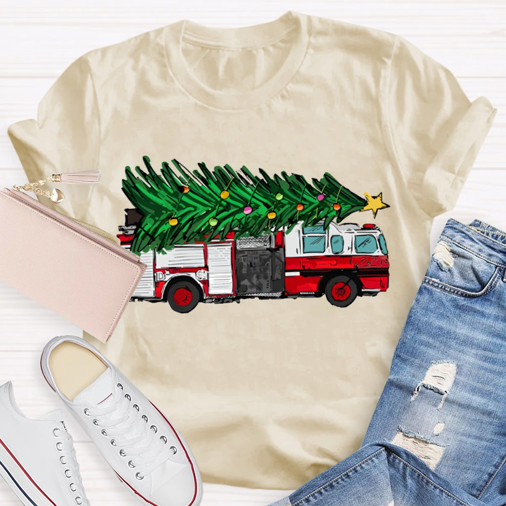 Big Truck Carrying Christmas Trees Christmas T-shirt