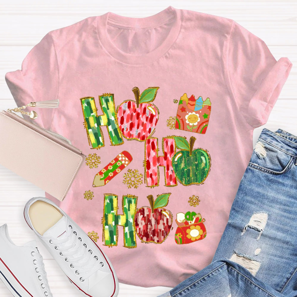 Ho Ho Ho Peace Apple And Snowflakes Christmas Vibes T-shirt