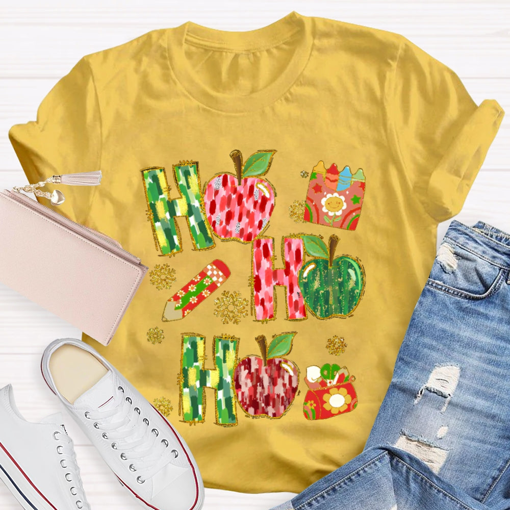 Ho Ho Ho Peace Apple And Snowflakes Christmas Vibes T-shirt