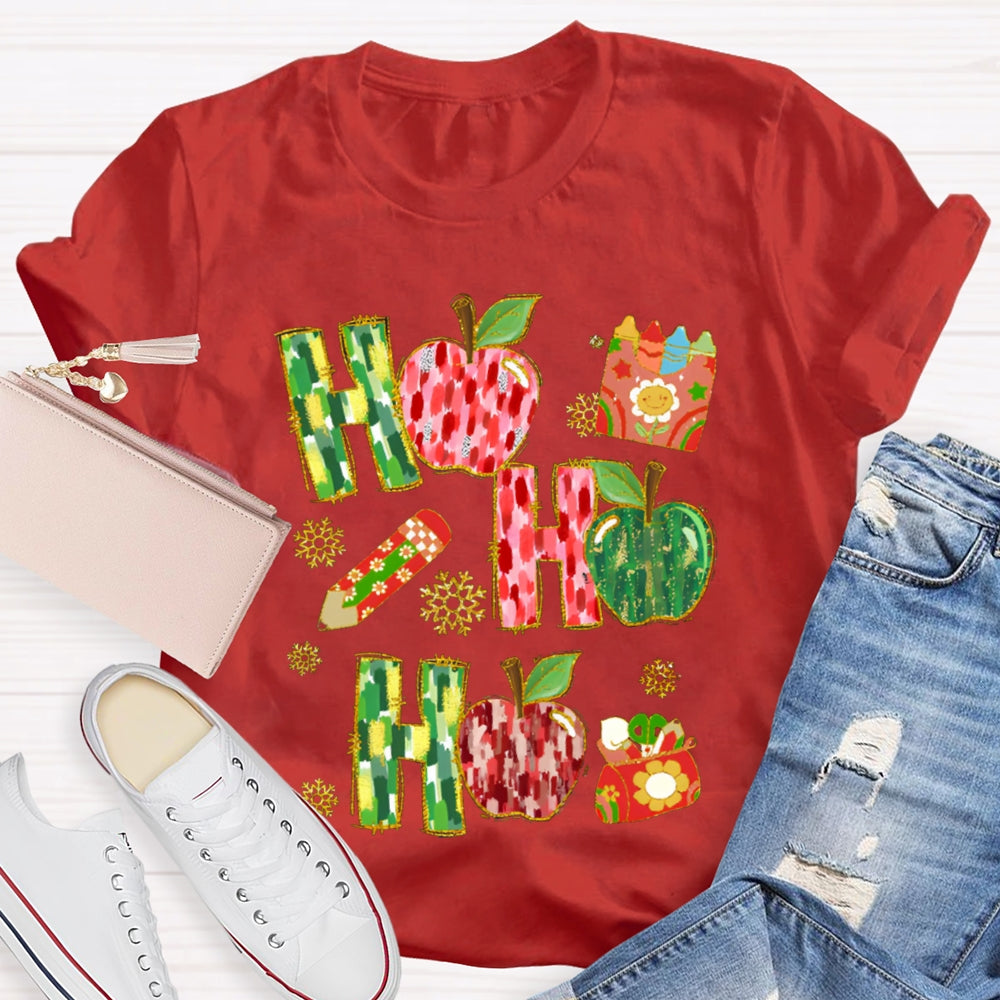 Ho Ho Ho Peace Apple And Snowflakes Christmas Vibes T-shirt