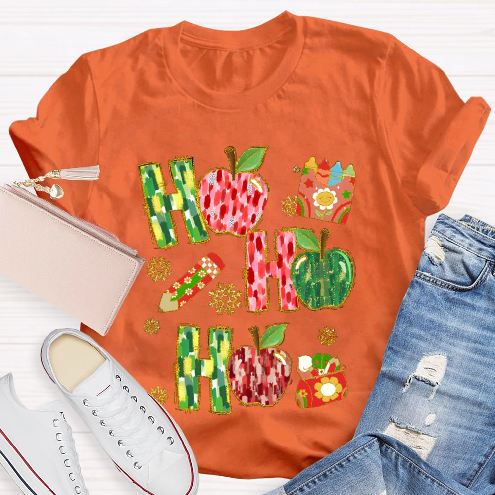 Ho Ho Ho Peace Apple And Snowflakes Christmas Vibes T-shirt