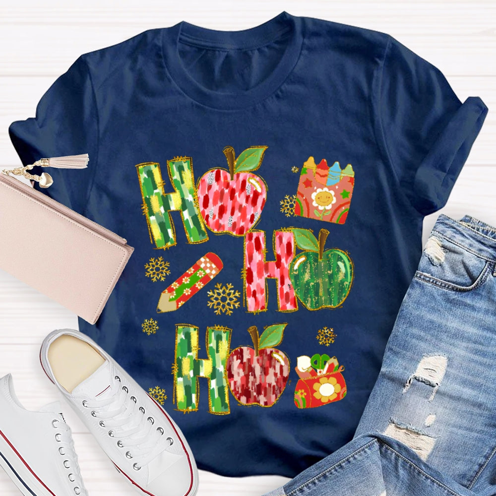 Ho Ho Ho Peace Apple And Snowflakes Christmas Vibes T-shirt