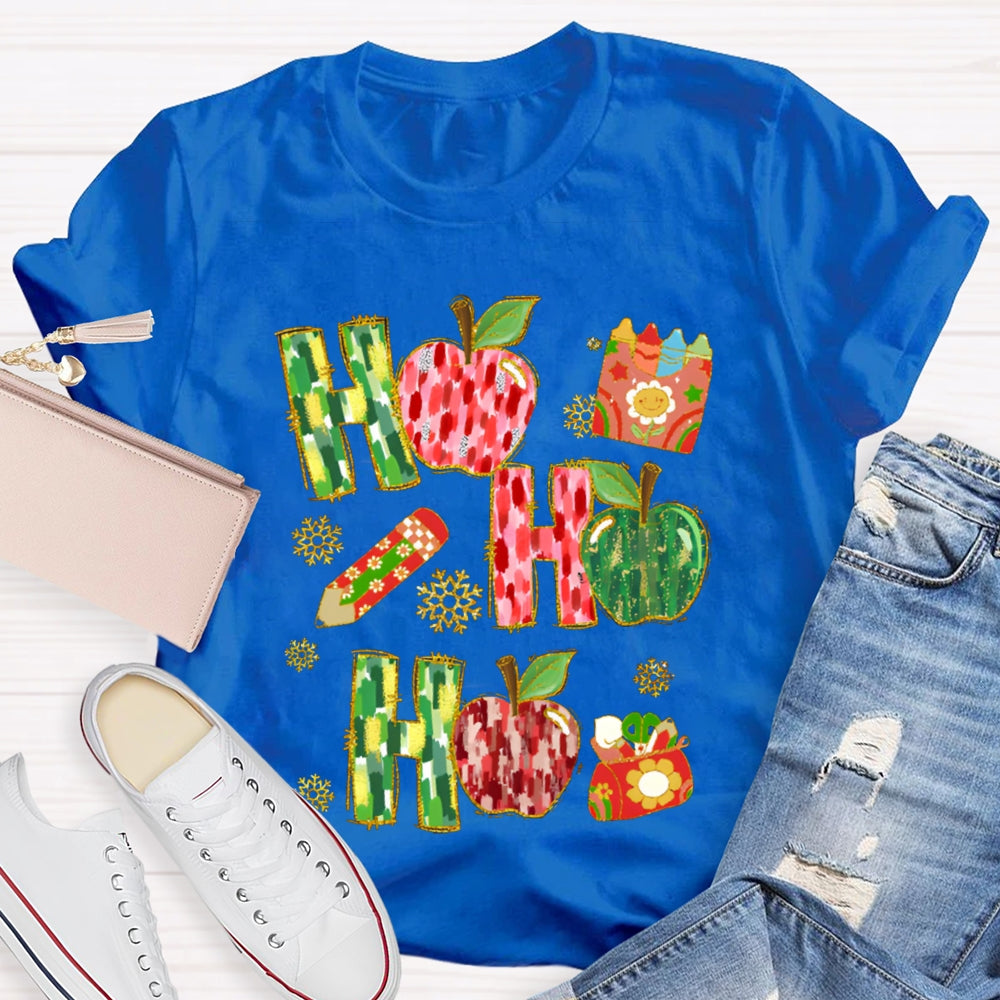 Ho Ho Ho Peace Apple And Snowflakes Christmas Vibes T-shirt