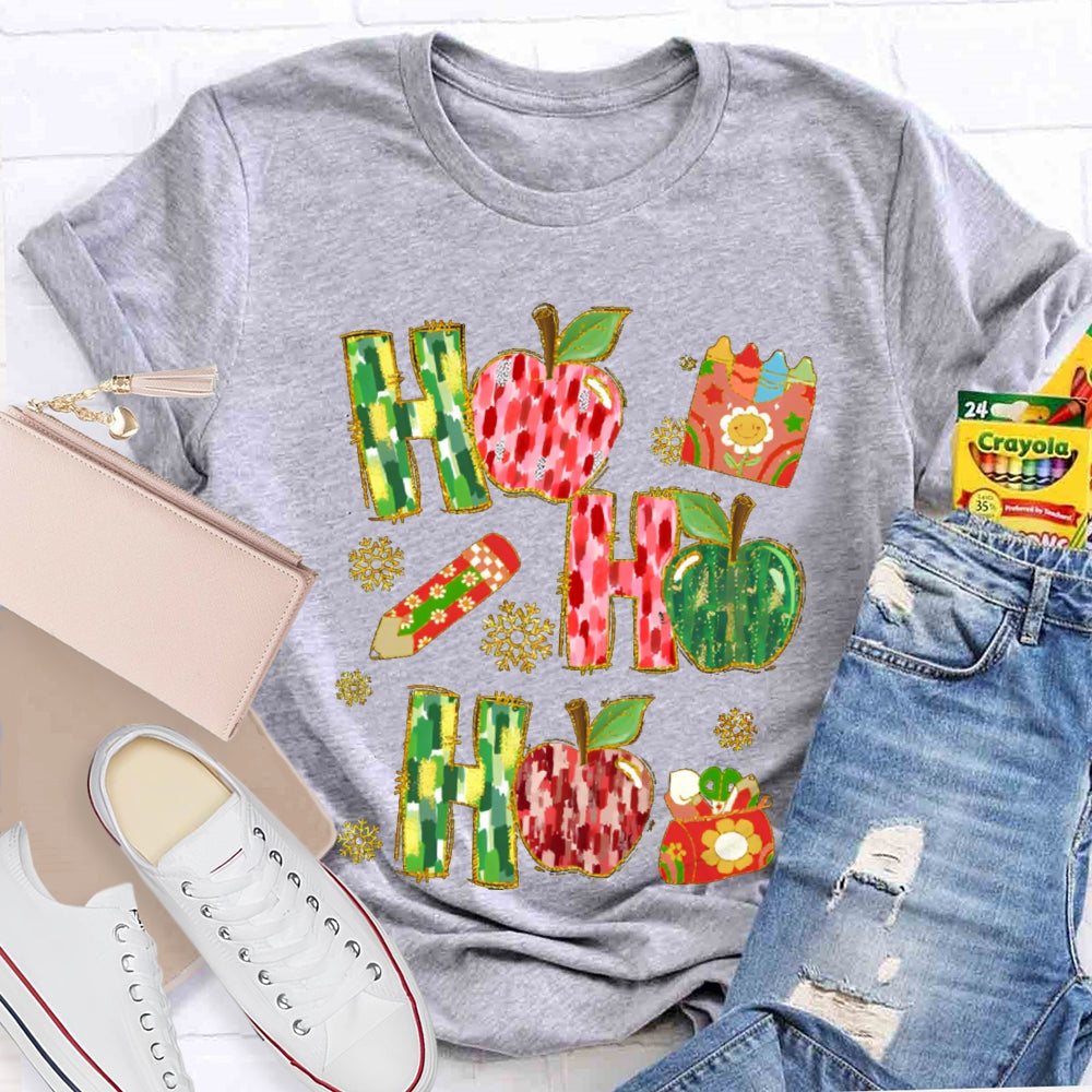 Ho Ho Ho Peace Apple And Snowflakes Christmas Vibes T-shirt
