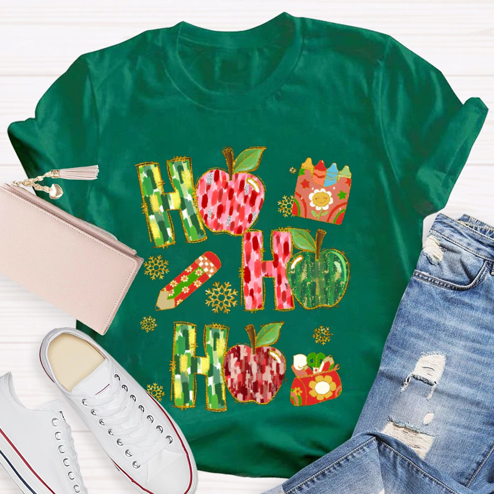 Ho Ho Ho Peace Apple And Snowflakes Christmas Vibes T-shirt