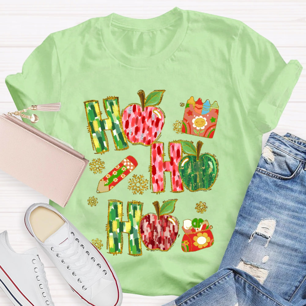 Ho Ho Ho Peace Apple And Snowflakes Christmas Vibes T-shirt