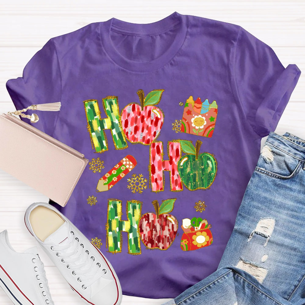Ho Ho Ho Peace Apple And Snowflakes Christmas Vibes T-shirt