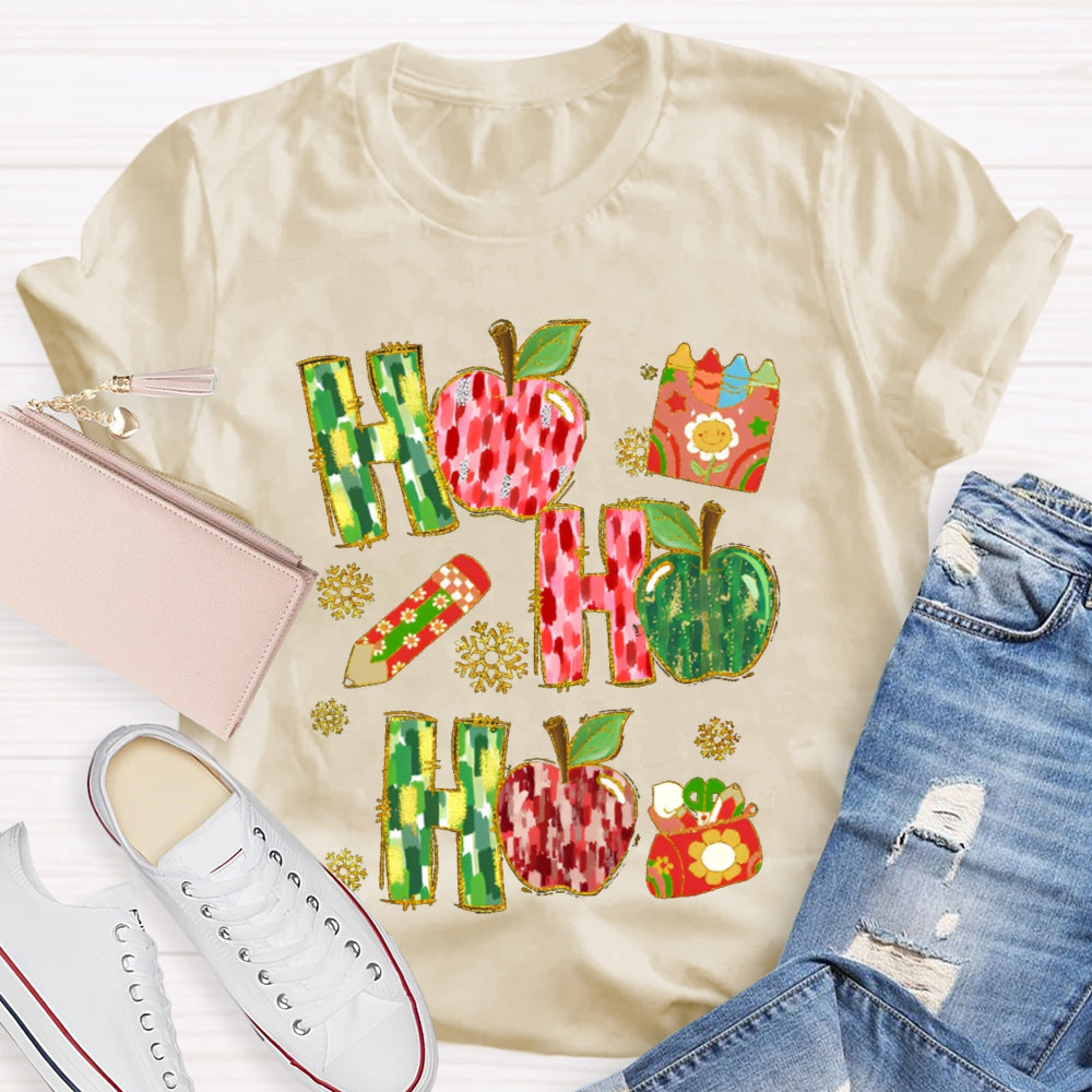 Ho Ho Ho Peace Apple And Snowflakes Christmas Vibes T-shirt