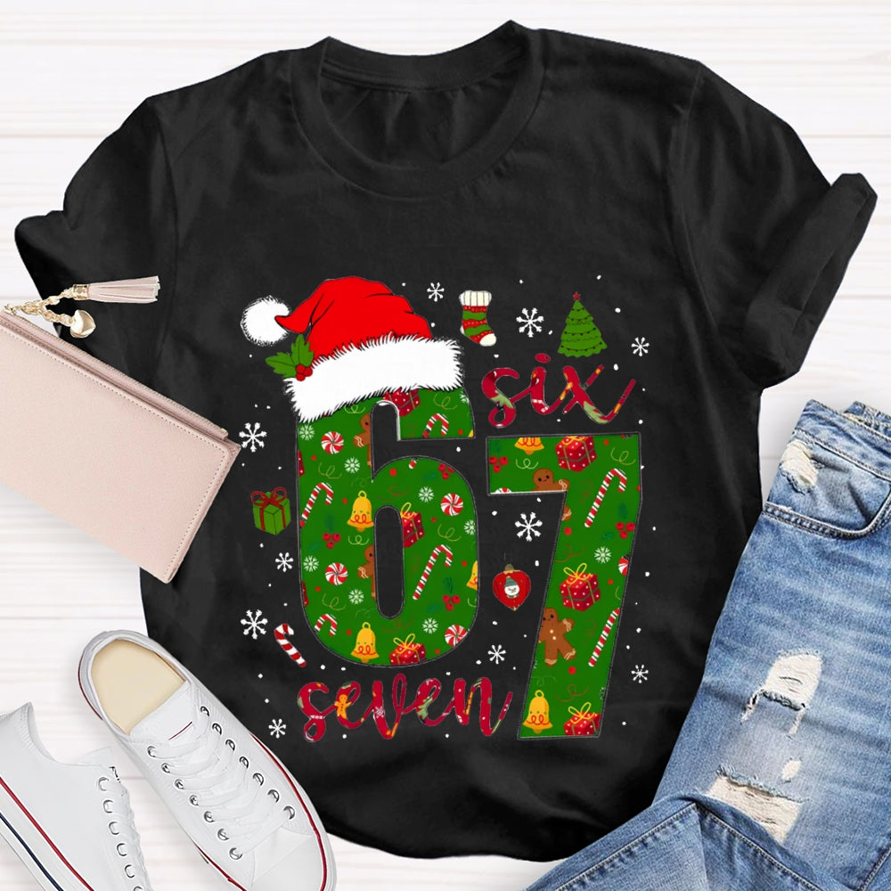 Haunted By 6-7 Snowflakes And Santa Hats Christmas Vibes T-shirt