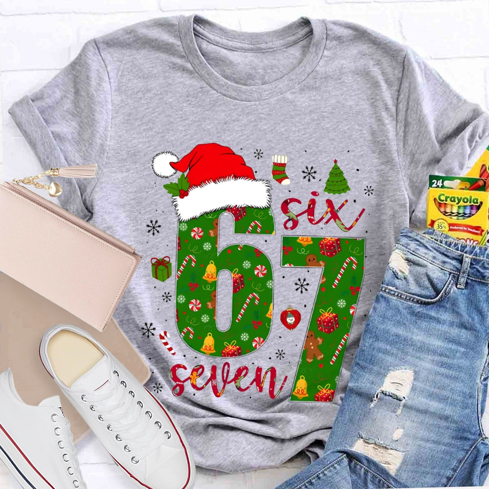 Haunted By 6-7 Snowflakes And Santa Hats Christmas Vibes T-shirt