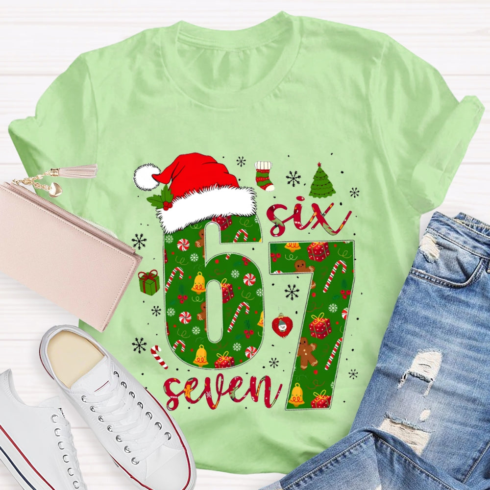 Haunted By 6-7 Snowflakes And Santa Hats Christmas Vibes T-shirt