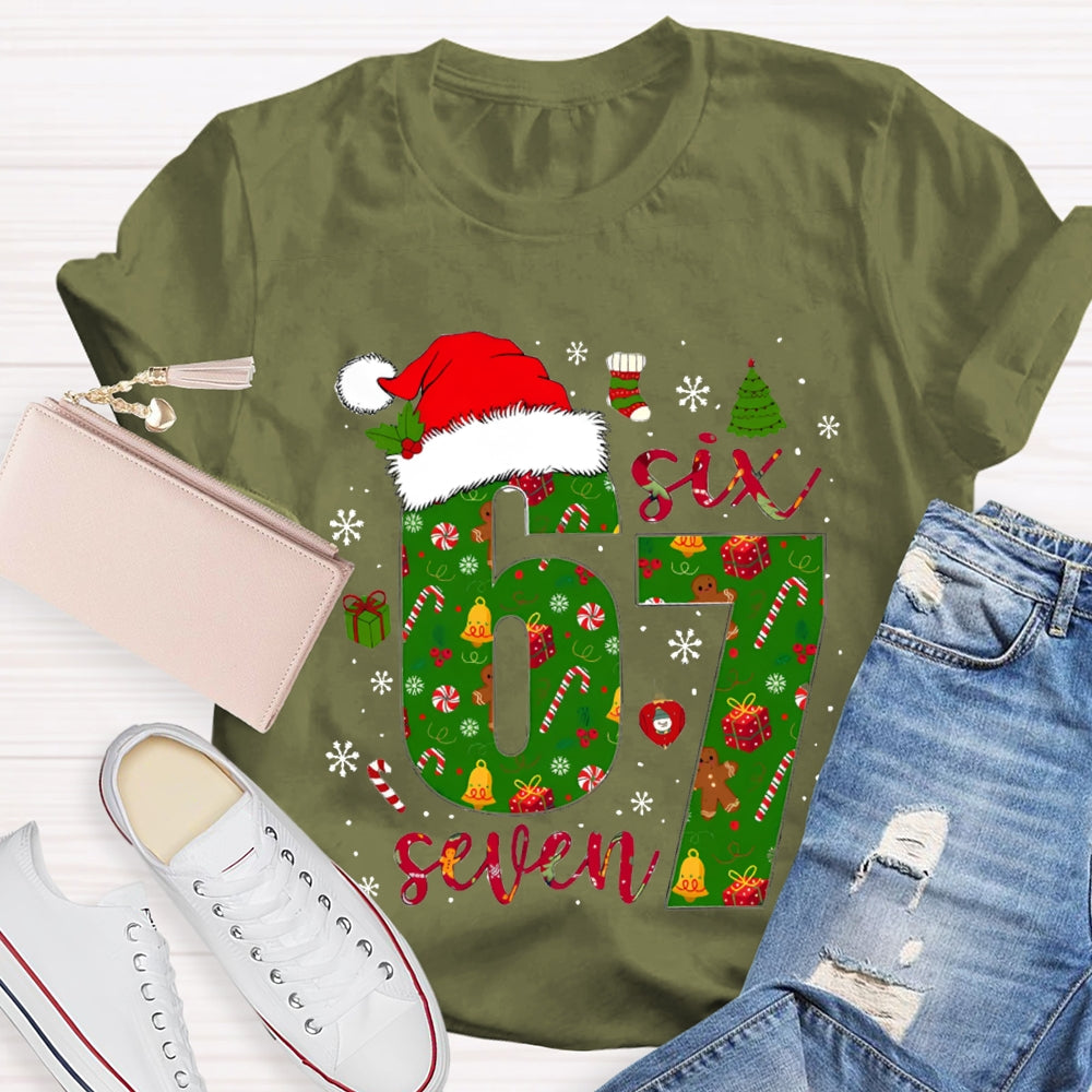 Haunted By 6-7 Snowflakes And Santa Hats Christmas Vibes T-shirt